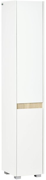 Kleinak Vysoký Koupelnový Sloupcový Pomocný Skříňka s 5 Nastavitelnými Policemi Multifunkční Skříňka do Koupelny, WC a Ložnice 30x33x165 cm Bílá | Aos