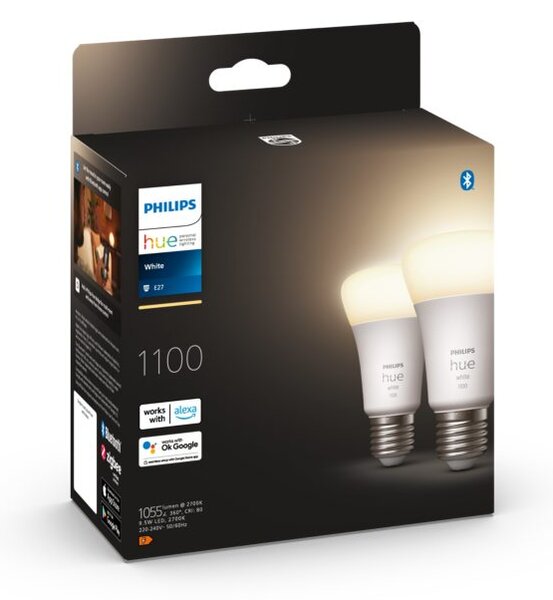 Hue White sada 2x žárovka LED E27 A60 9,5W 1100lm 2700K IP20