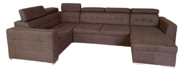 Rozkládací rohová sedačka TARGET U 335x175cm – rozklad a úložný prostor pravý roh hnědá - Soro 28