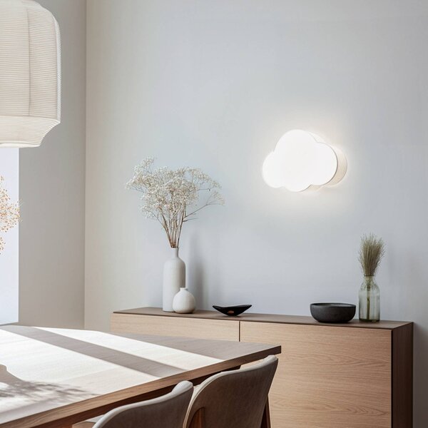 TK Lighting Nástěnné světlo Cloud, béžové, šířka 43 cm, textil, mrak, E27, stmívatelný, Krémová / jantar, Dětský pokoj, Textil / tkanina / hedvábí, Young lifestyle