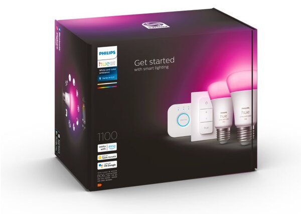 Hue sada Bridge + 2x WACA LED žárovka E27 A60 9W 1100lm 2000-6500K RGB IP20 + ovladač