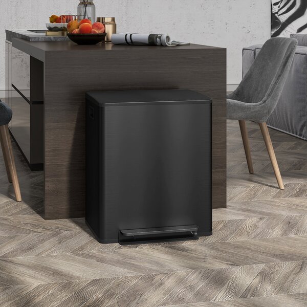 Dvojitý odpadkový koš na tříděný odpad 2x25 l, černý 851-037V02BK