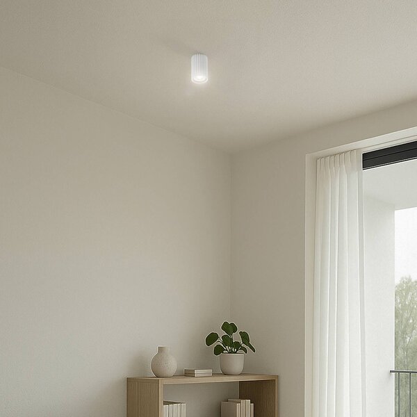 SOLLUX LIGHTING Stropní svítidlo Carbon, bílé, výška 10 cm, hliník, stmívatelný, Bílá / opál, Obývací pokoj / jídelna, Hliník, Moderní