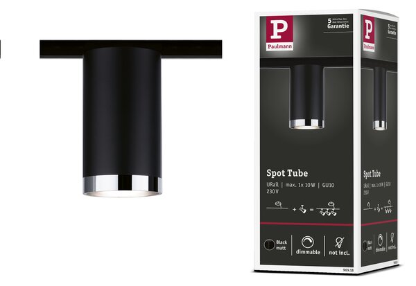 Paulmann 96918 Tube, spot pro Urail system, 1x10W LED GU10, matná černá, délka 11,2cm
