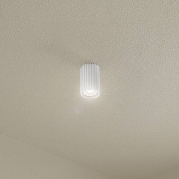 SOLLUX LIGHTING Stropní svítidlo Carbon, bílé, výška 10 cm, hliník, stmívatelný, Bílá / opál, Obývací pokoj / jídelna, Hliník, Moderní