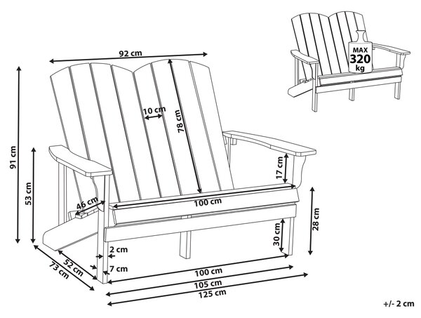 Zahradní lavice ADIRONDACK 125 cm Světle modrá