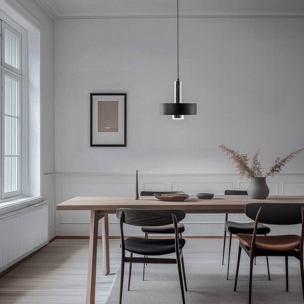 SIGMA Závěsné světlo Rif Lux, černá/stříbrná, Ø 25 cm, ocel, stmívatelný, Černá, Obývací pokoj / jídelna, kov, Moderní