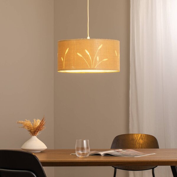 Maco Design Závěsné svítidlo Boho Auris, béžová barva, Ø 40 cm, textilie, stmívatelný, Obývací pokoj / jídelna, Textil / tkanina / hedvábí