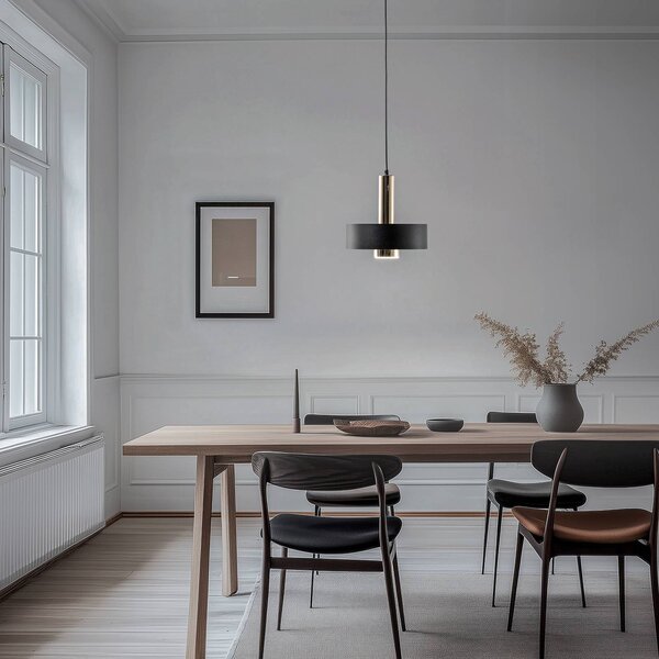 SIGMA Závěsné světlo Rif Lux, černé/zlaté, Ø 25 cm, ocel, stmívatelný, Černá, Obývací pokoj / jídelna, kov, Moderní