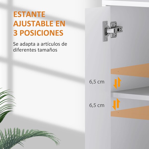 HOMCOM Skříňka se drážkovanými dveřmi, 3-dvéřová, s nastavitelnou policí, TV stolek do ložnice a obývacího pokoje 107x35x80 cm Bílá | Aosom