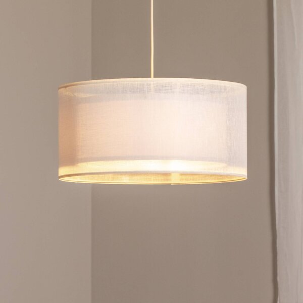 Maco Design Závěsné svítidlo Duo Den Light, krémová barva, Ø 50 cm, len, PVC, stmívatelný, Krémová / jantar, Obývací pokoj / jídelna, Textil / tkanina / hedvábí