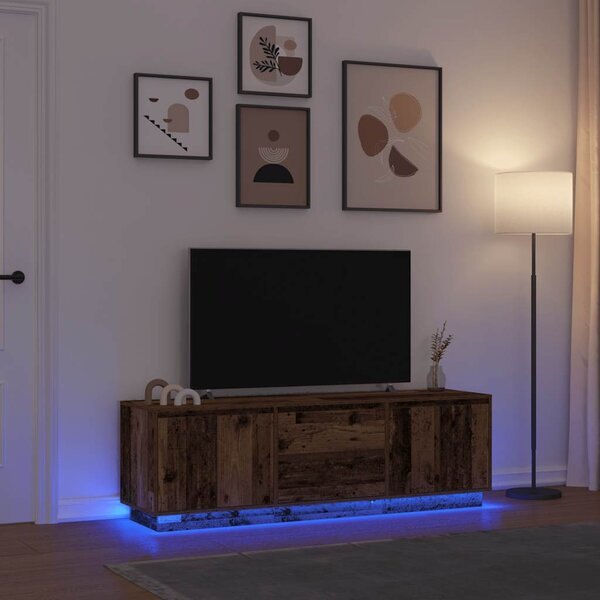 TV skříňka s LED osvětlením starého dřeva 160,5x41x50 cm 3328433