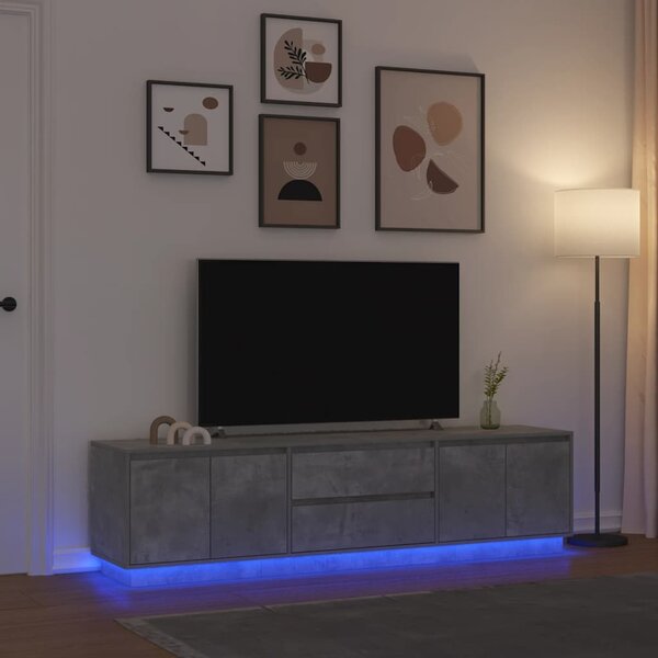 TV skříňka s LED osvětlením betonově šedá 193,5x41x50 cm 3328438