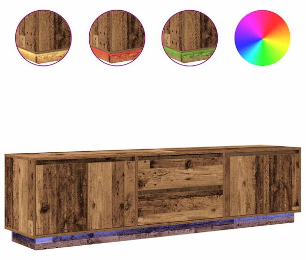 TV skříňka s LED osvětlením starého dřeva 193,5x41x50 cm 3328442