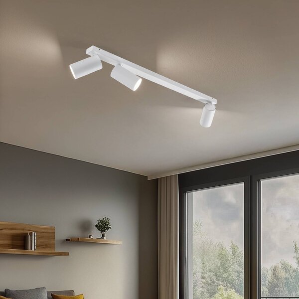 Nowodvorski Lighting Stropní bodové světlo Mono III, 3 žárovky, bílé, délka 84 cm, GU10, stmívatelný, Bílá / opál, Obývací pokoj / jídelna, kov, Moderní