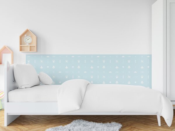 FUGU Ochrana stěny za postel - Pixel wars blue Varianta ochrany zdi: Delší strana postele 200x65 cm