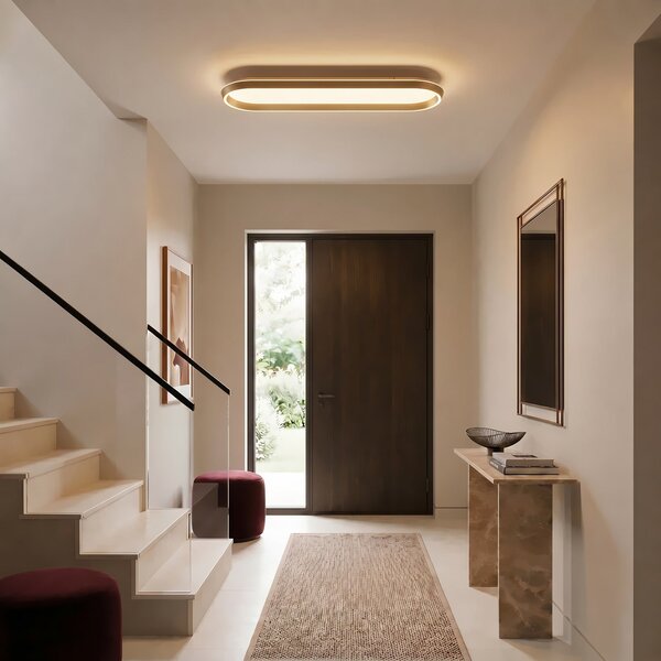 Stropní Lampa Lucande, Rylan, stmívatelné, Zlatá / mosazná, Obývací pokoj, Kov, Moderní
