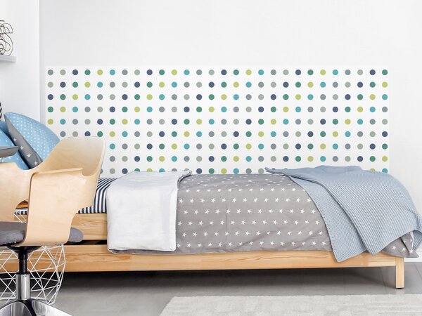 FUGU Pruh za postel - Puntíky barevné - modrá Varianta ochrany zdi: Delší strana postele 200x65 cm