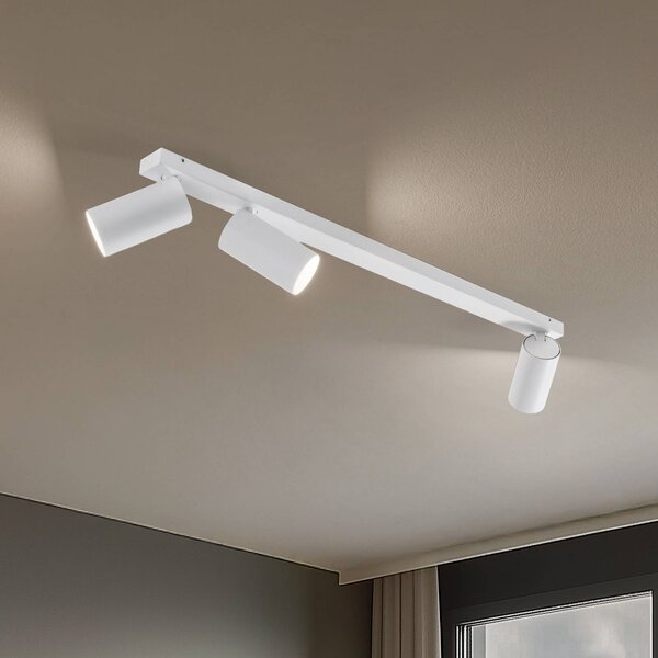 Nowodvorski Lighting Stropní bodové světlo Mono III, 3 žárovky, bílé, délka 84 cm, GU10, stmívatelný, Bílá / opál, Obývací pokoj / jídelna, kov, Moderní