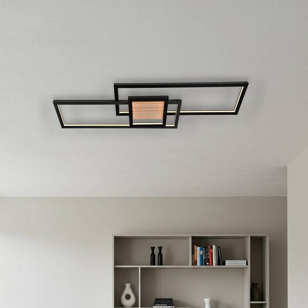 Lindby LED stropní svítidlo Emiljan, černé, kov, stmívatelné, stmívatelný, Černá, Obývací pokoj / jídelna, kov, Moderní