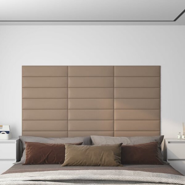Nástěnné panely 12 ks cappuccino 60 x 15 cm umělá kůže 1,08 m²