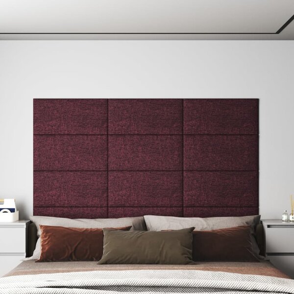 Nástěnné panely 12 ks fialové 60 x 30 cm textil 2,16 m²