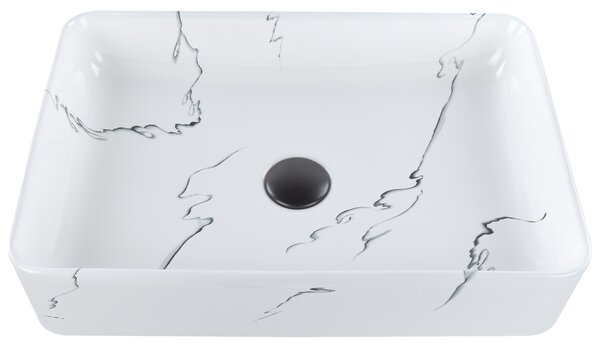 Umyvadlo na desku HOPI 51 x 34 cm Keramika Bílý mramor