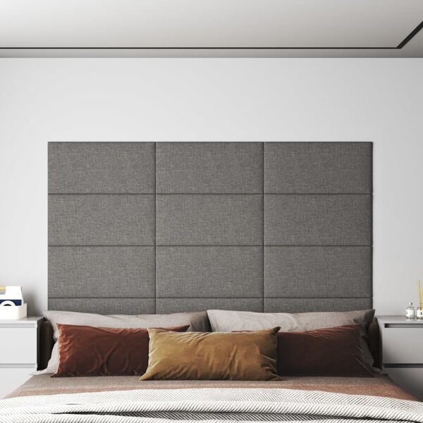 Nástěnné panely 12 ks světle šedé 60 x 30 cm textil 2,16 m²