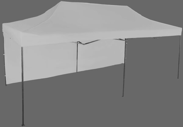 Nůžkový stan 3x6m ocelový, 1 boční plachta, Šedá / antracitová