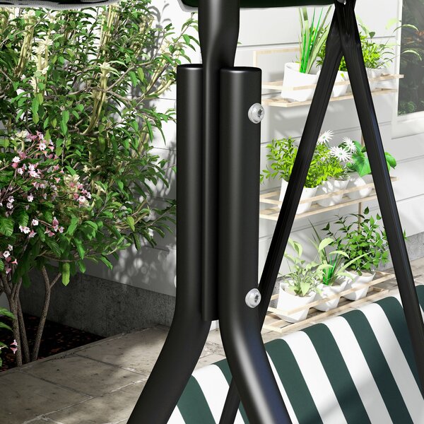 Outsunny 3-místná zahradní houpačka s nastavitelnou markýzou a ocelovou konstrukcí pro balkon, terasu, patio, nosnost 200 kg, 172x110x153 cm, zelená |