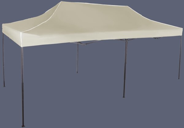 Nůžkový stan 3x6m ocelový, Bez bočních plachet, Béžová