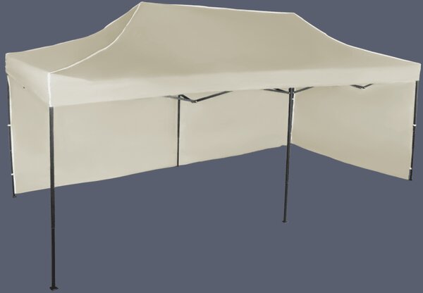 Nůžkový stan 3x6m ocelový, 2 boční plachty, Béžová