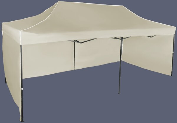 Nůžkový stan 3x6m ocelový, 3 boční plachty, Béžová
