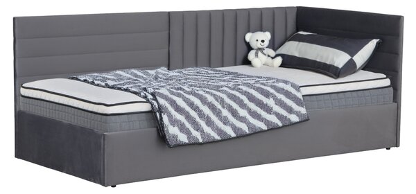 KONDELA Postel s roštem, 90x200, šedá Velvet látka, MEVIA