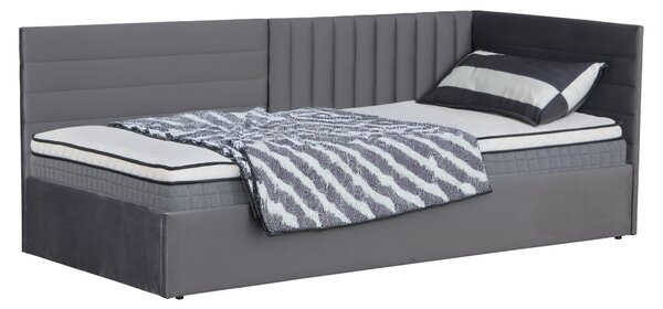 KONDELA Postel s roštem, 90x200, šedá Velvet látka, MEVIA