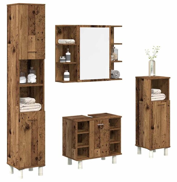 4dílná koupelnová sestava old wood kompozitní dřevo 3328557