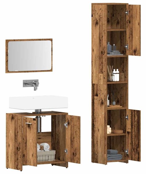 3dílná koupelnová sestava old wood kompozitní dřevo 3328561