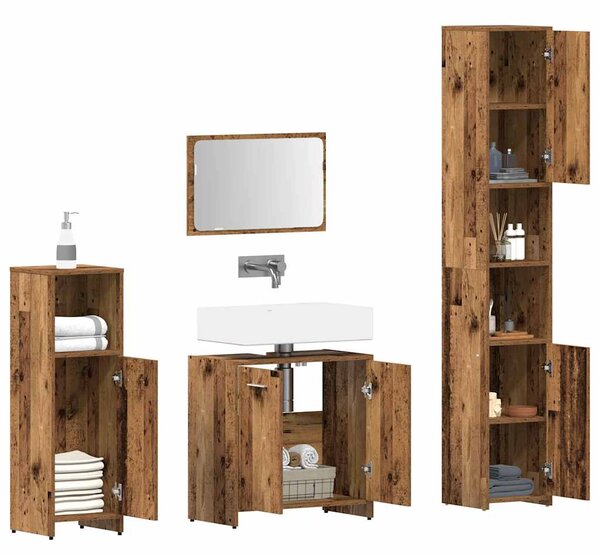 4dílná koupelnová sestava old wood kompozitní dřevo 3328553