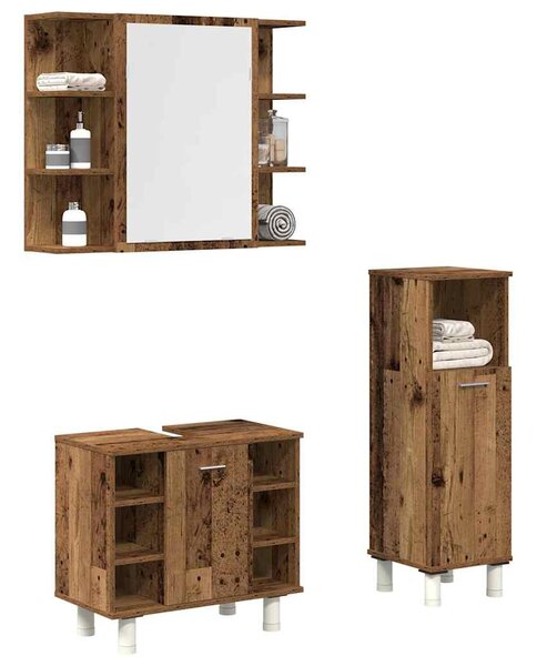 3dílná koupelnová sestava old wood kompozitní dřevo 3328567