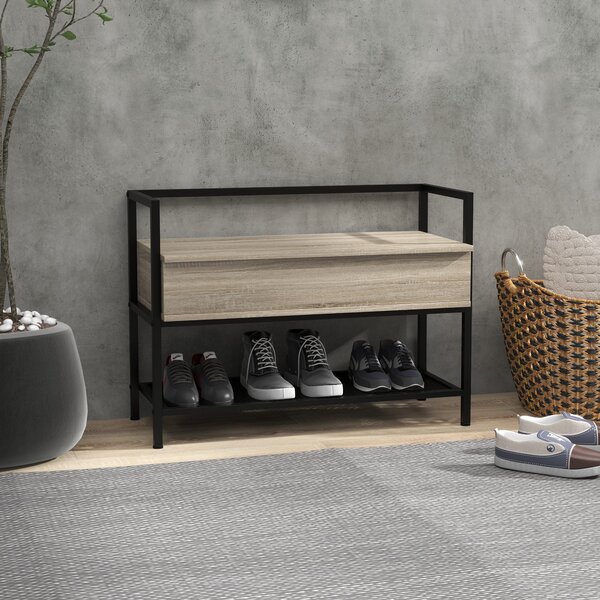 HOMCOM Botník s Otočným Víkem a Skrytým Úložným Prostorem, 4 Pary Bot, 84x39.5x61 cm, Dub | Aosom