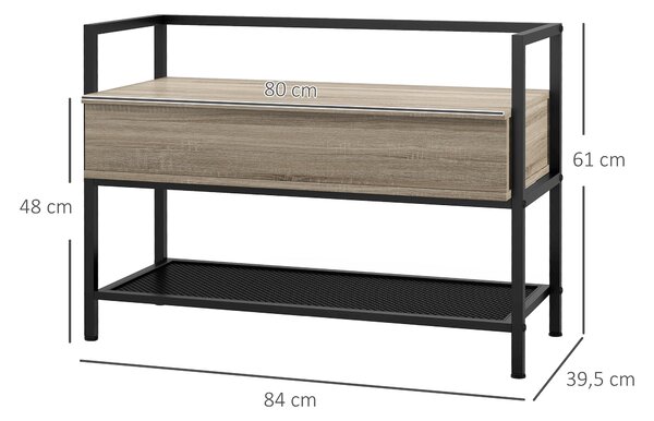 HOMCOM Botník s Otočným Víkem a Skrytým Úložným Prostorem, 4 Pary Bot, 84x39.5x61 cm, Dub | Aosom
