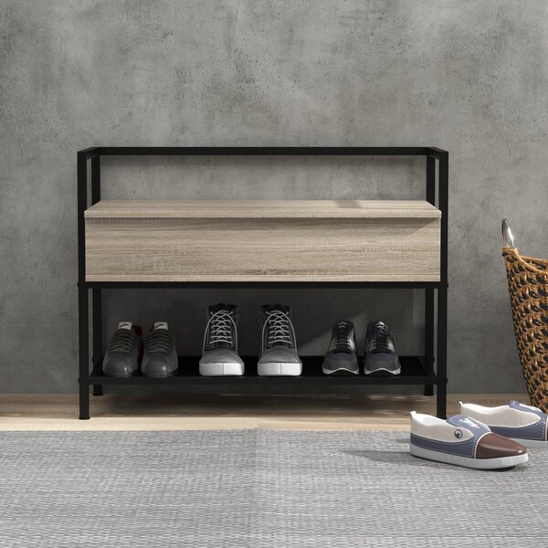 HOMCOM Botník s Otočným Víkem a Skrytým Úložným Prostorem, 4 Pary Bot, 84x39.5x61 cm, Dub | Aosom