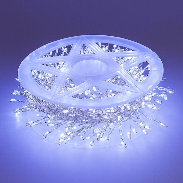 Vánoční LED mikro řetěz, studená bílá, 10m, 300 LED, 8 programů, IP65