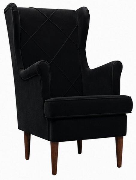 Relaxační křeslo, ušák, odpočinkové, dřevo/kov/samet, 102x78x66 cm, nohy tmavé/černá, Dekorino KR20260075