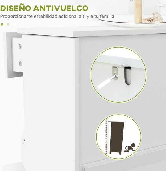 HOMCOM Úzký Botník do Předsíně se 2 Sklápěcími Zásuvkami a 1 Vyndavací Zásuvkou pro 8 Párů Bot 60x23,5x98,5 cm Bílý | Aosom