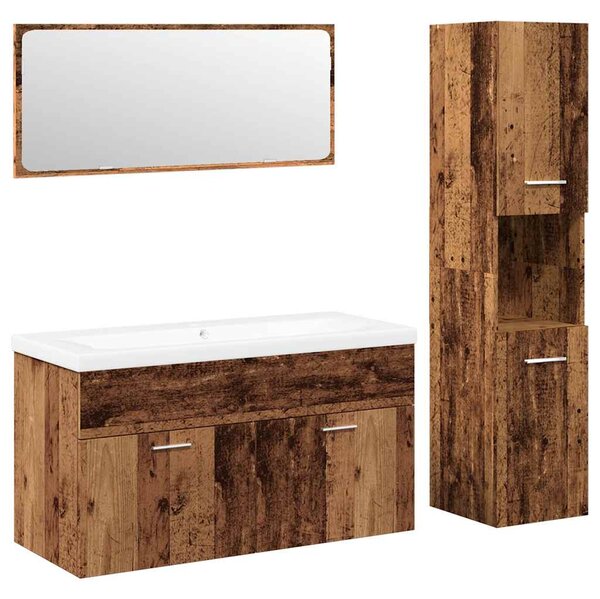 4dílná koupelnová sestava old wood kompozitní dřevo 3328599