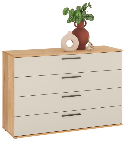 ŠIROKÁ KOMODA, barvy dubu, pískové barvy, 120/83/46 cm Dieter Knoll - Šuplíkové komody
