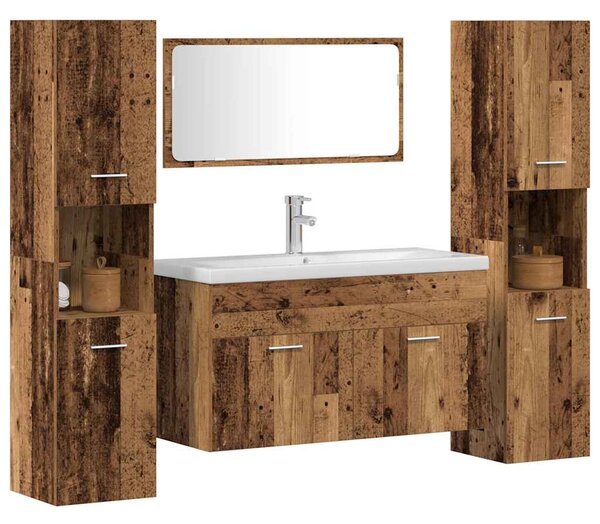 4dílná koupelnová sestava old wood kompozitní dřevo 3328595
