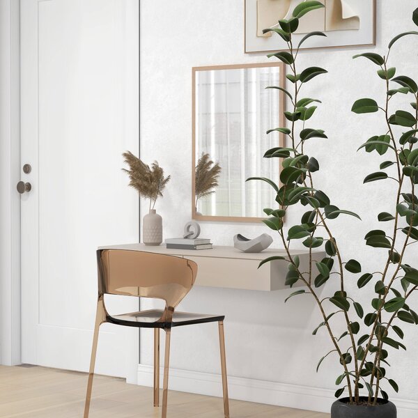 HOMCOM Zrcadlo do koupelny 50x70 cm Obdélníkové dekorativní zrcadlo do obývacího pokoje, vstupní haly, horizontálně nebo vertikálně, přírodní | Aosom