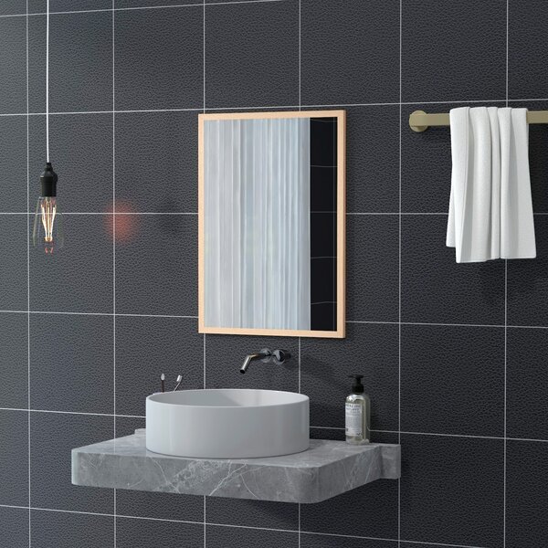 HOMCOM Zrcadlo do koupelny 50x70 cm Obdélníkové dekorativní zrcadlo do obývacího pokoje, vstupní haly, horizontálně nebo vertikálně, přírodní | Aosom